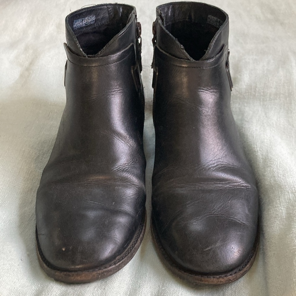 UGG Barnett Black Leather Zip Strap Ankle Boots